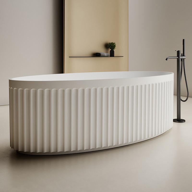 Luxe Stanley 1700 Fluted Oval Freestanding Solid Surface Matt Bath