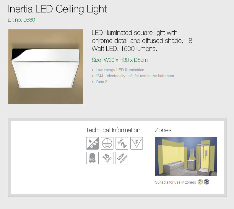 HIB Inertia Ceiling Light LED illuminated square chrome light