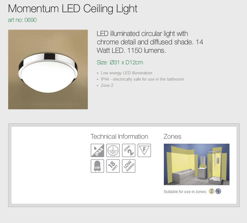 HIB Momentum Ceiling Light LED illuminated circular chrome light
