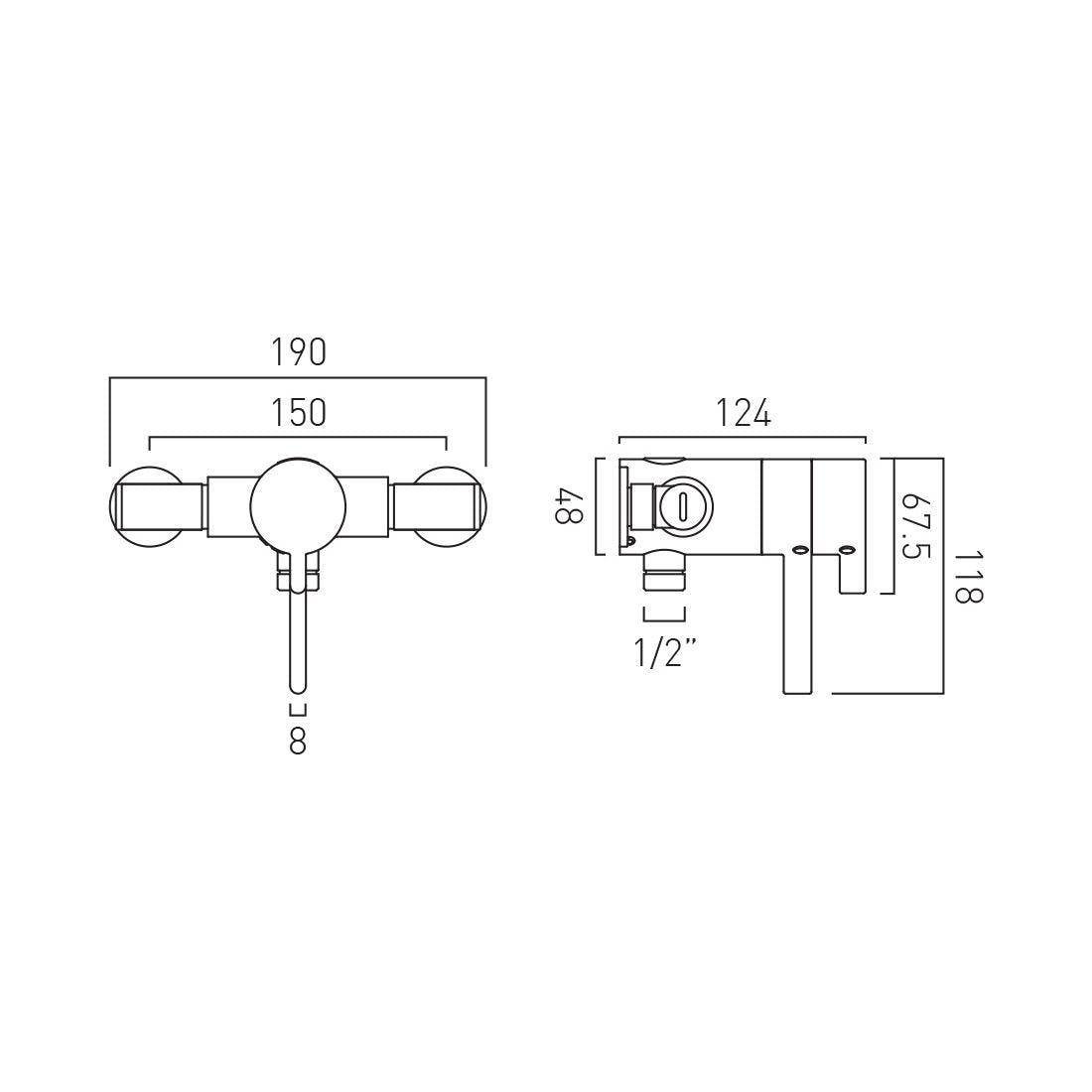 VADO Edit Mini Concentric Exposed Thermostatic Valve - Chrome Finish