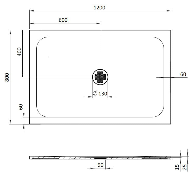 Crosswater Creo 1200 x 800 x 25mm Rectangular Shower Tray - White Gloss