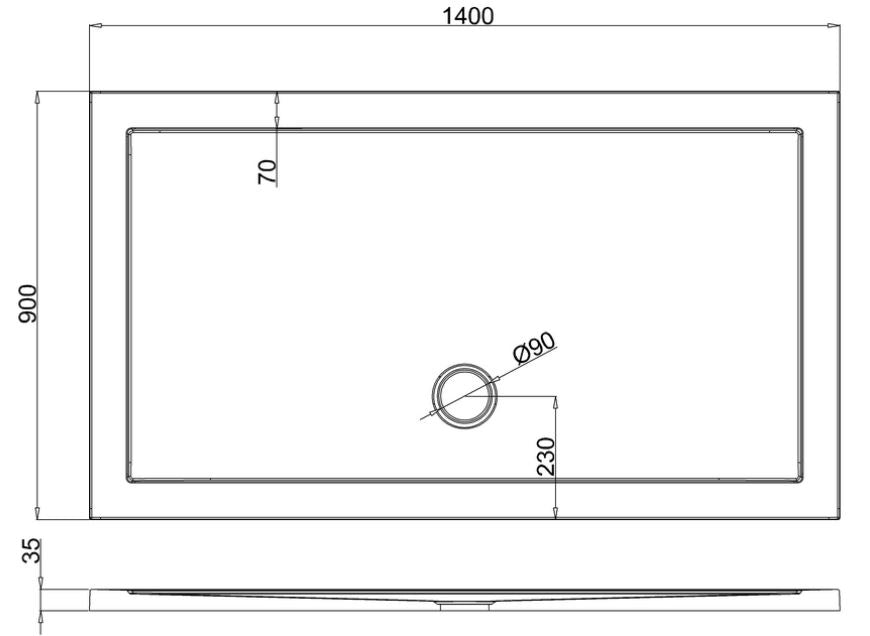 Rectangle 1400 x 900 x 35mm tray anti-slip
