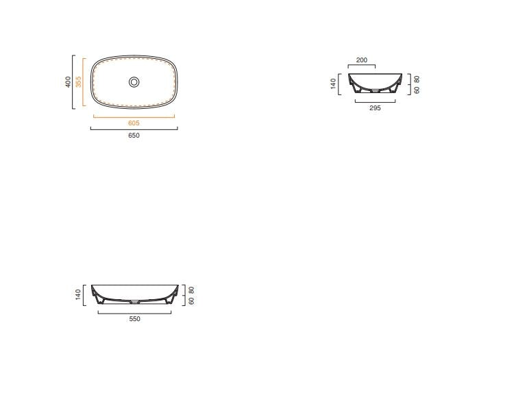 Catalano Green Lux 650 x 400mm Satin cement Basin