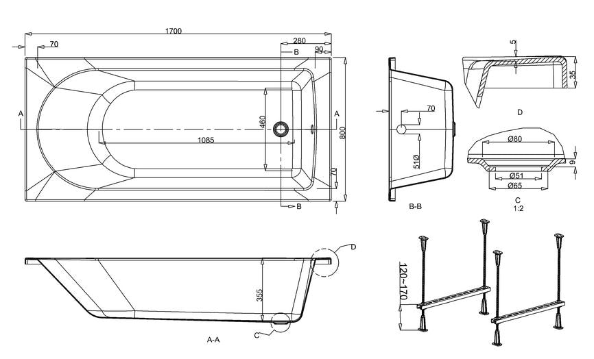 Reuse 170cm x 80cm Bath