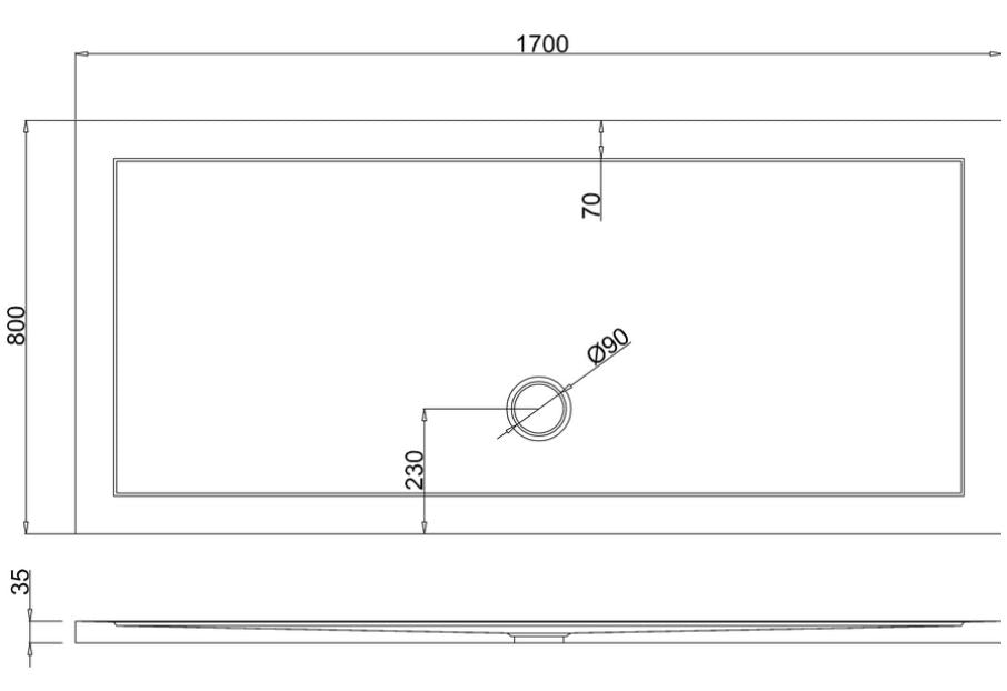 Rectangle 1700 x 800 x 35mm tray anti-slip