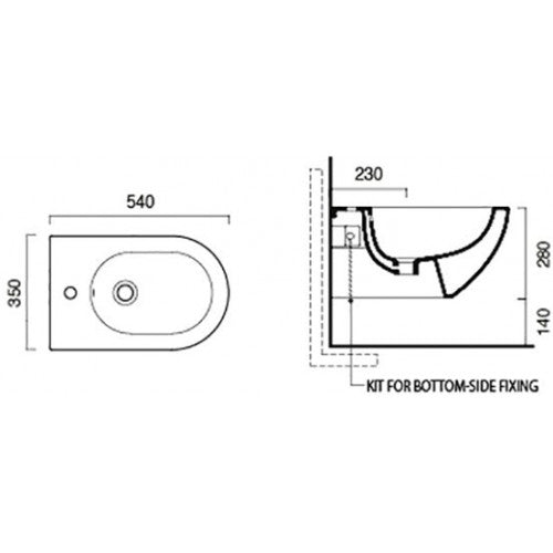 Catalano Sfera 350 x 540 Wall Hung Bidet