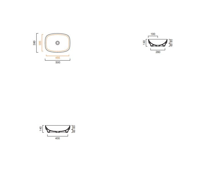 Catalano Green Lux 500 x 380mm Satin cement Basin