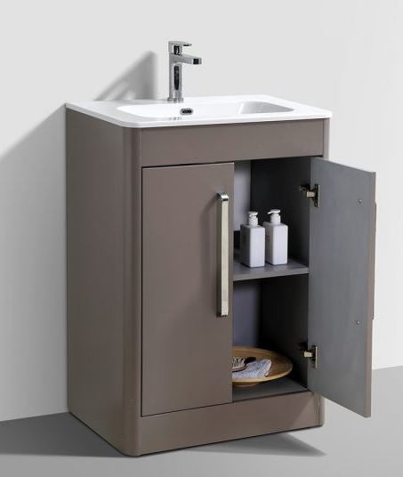 Essentials Superb 600x395mm Double Door Floor Standing Unit in Matt Ash