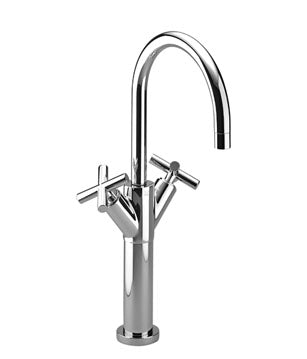 Dornbracht Tara single hole basin mixer with raised base without pop-up waste - Matt Black
