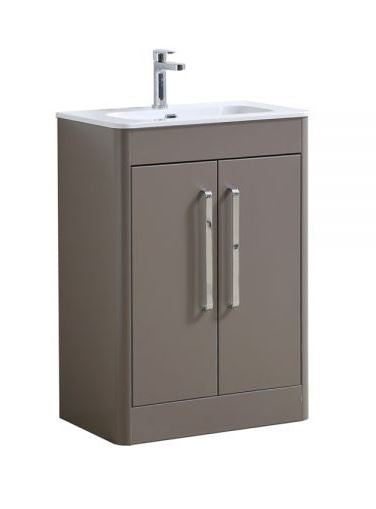 Essentials Superb 600x395mm Double Door Floor Standing Unit in Matt Ash