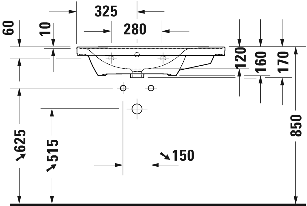 Duravit D-Neo Furniture washbasin asymmetric, 800mm