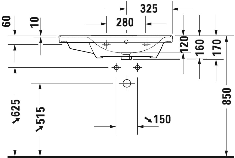 Duravit D-Neo with overflow Furniture washbasin asymmetric, 800 mm