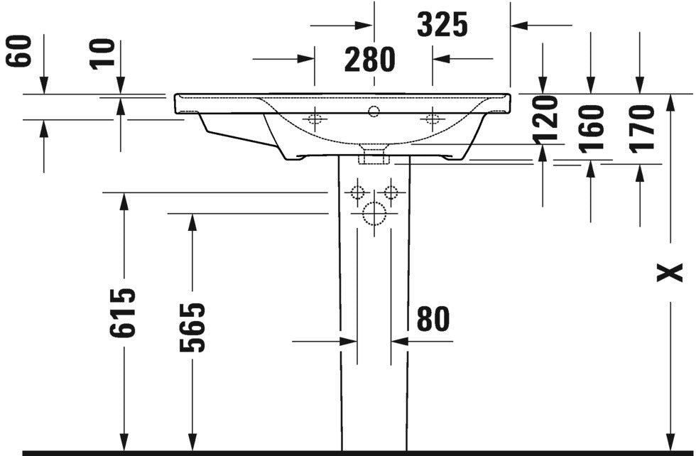 Duravit D-Neo with overflow Furniture washbasin asymmetric, 800 mm