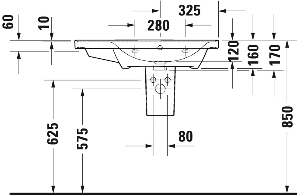 Duravit D-Neo with overflow Furniture washbasin asymmetric, 800 mm