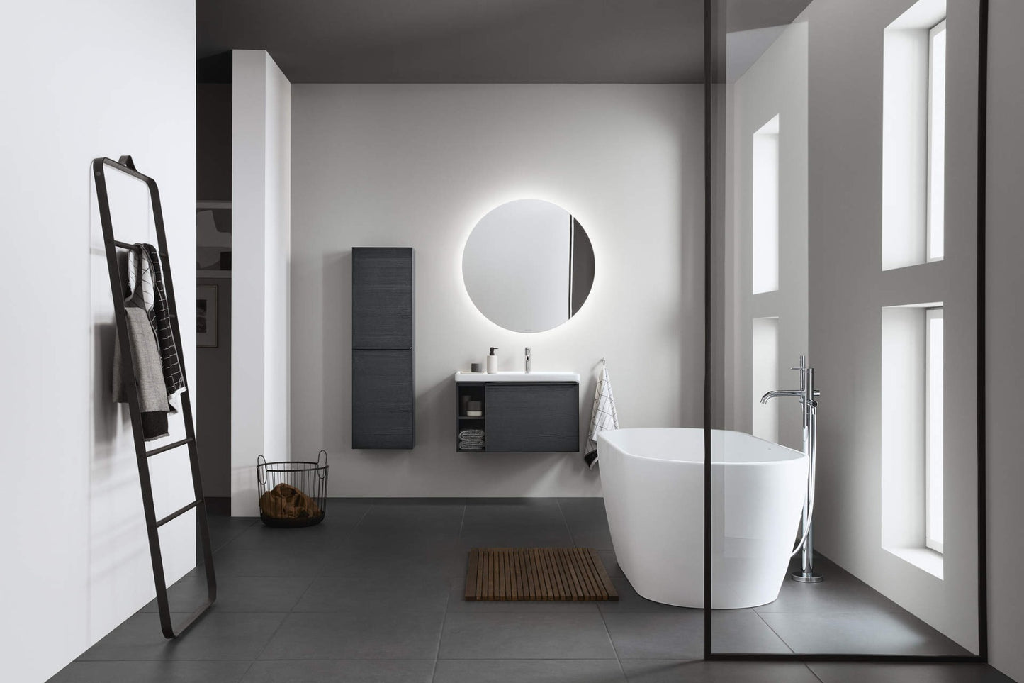 Duravit D-Neo with overflow Furniture washbasin asymmetric, 800 mm