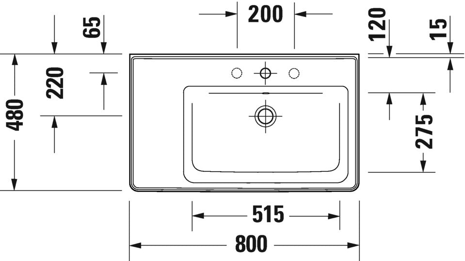 Duravit D-Neo with overflow Furniture washbasin asymmetric, 800 mm