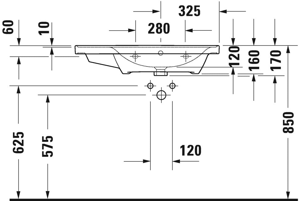 Duravit D-Neo with overflow Furniture washbasin asymmetric, 800 mm