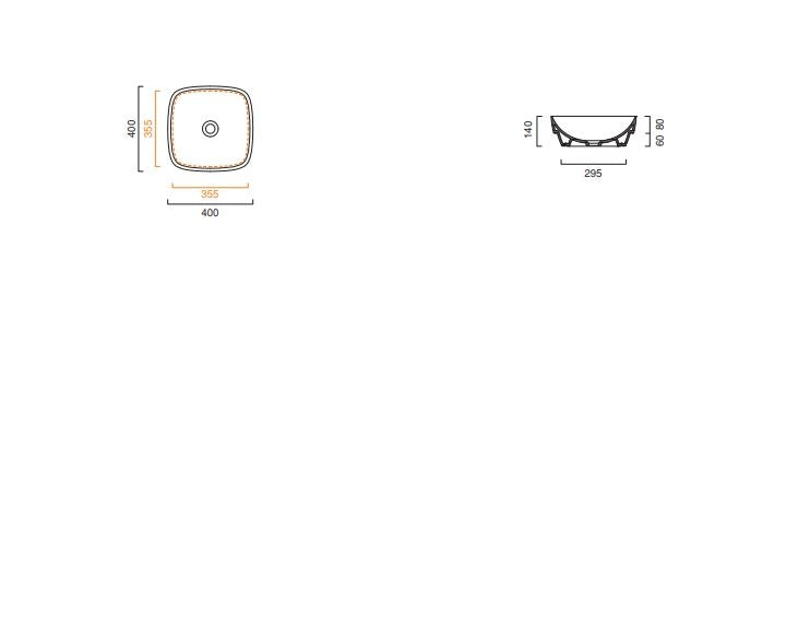 Catalano Green Lux 400 x 400mm Satin cement Basin