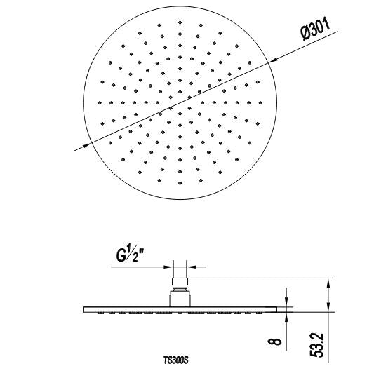 3ONE6 300mm Shower Head - Stainless Steel for Bathrooms