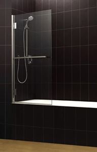 Cotswold Corniche 8mm Higed Bath Screen Silver Frame, Clear Glass With Towel Bar