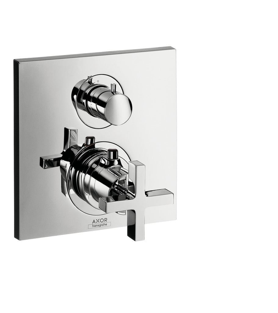 Hansgrohe Axor Citterio Chrome Concealed Thermostatic Shower Valve With Shut-Off Valve And Cross Handle
