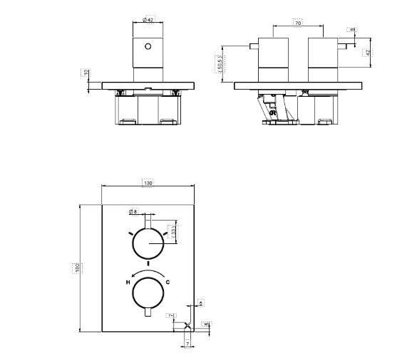 Crosswater 3ONE6 Shower Trim Set With 3 Outlet Brushed Steel