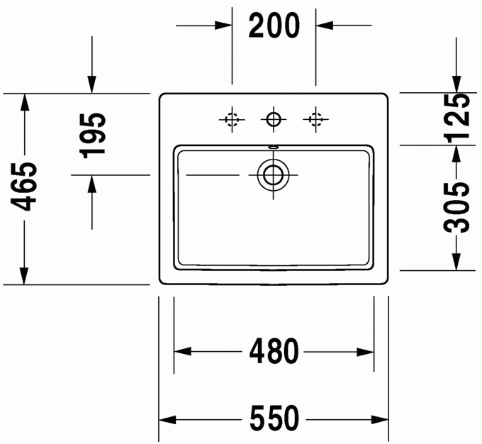 Vero 550 x 465 Rectangle Furniture Basin w/ Overflow