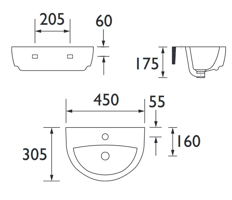 Stamford 450mm Basin 1TH