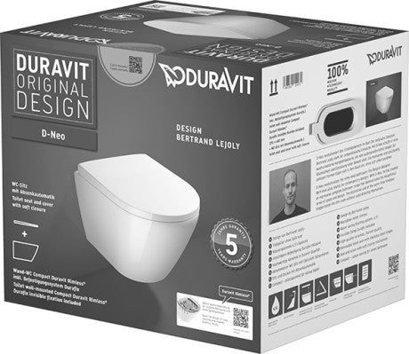 Duravit D-Neo Wall-Mounted Compact Toilet Set with Rimless tech