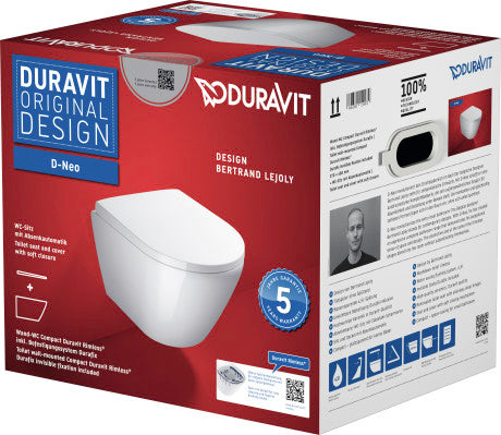 Duravit D-Neo Wall-Mounted Compact Toilet Set with Rimless tech