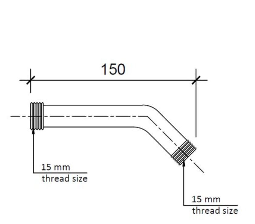 Just Taps Techno Round Chrome Short Shower Arm 150mm