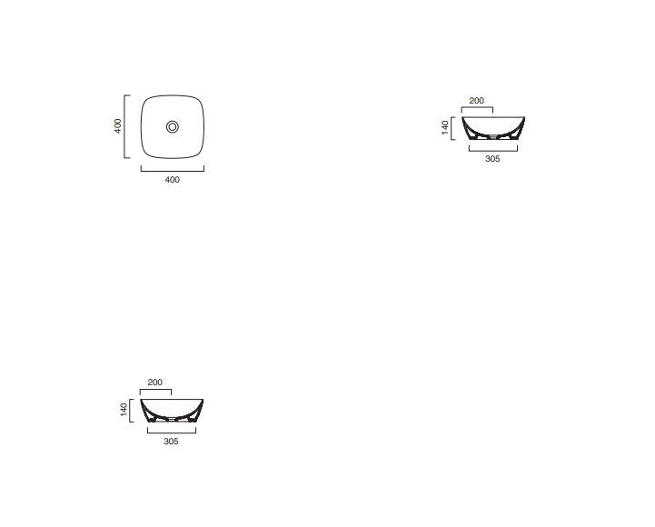 Catalano Green Lux 400 x 400mm Sit On Satin cement Basin