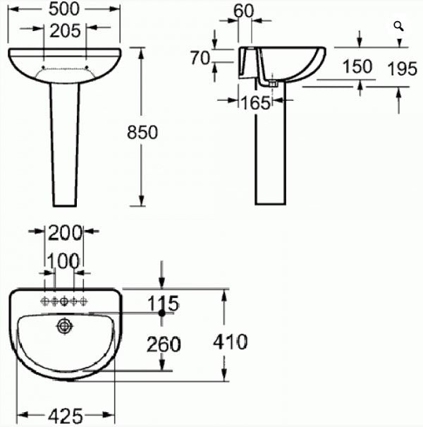 Essentials Ivo / Flite 500mm basin with one tap hole