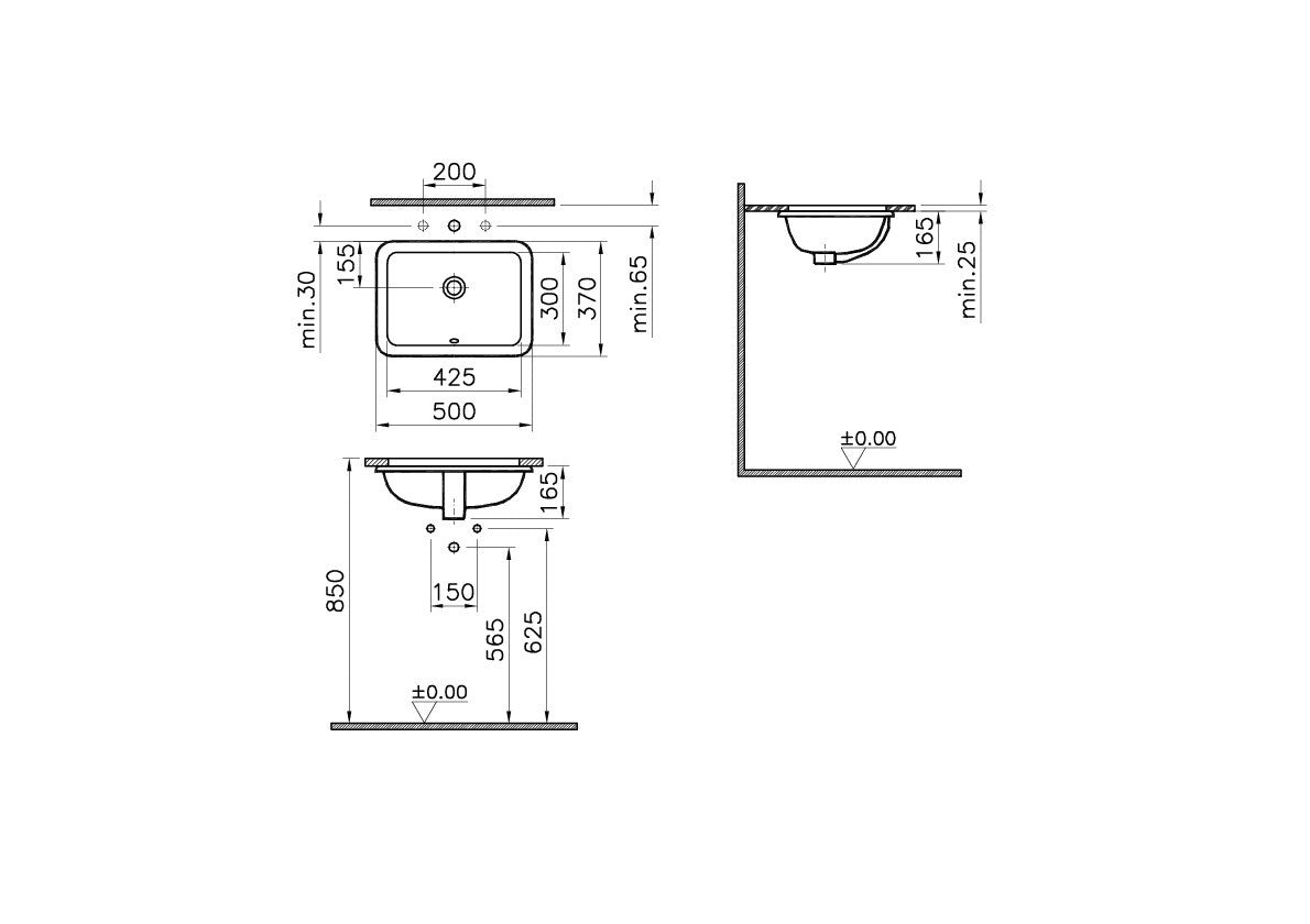 Vitra S20 Rectangular 500 x 370 Under Counter Basin - White