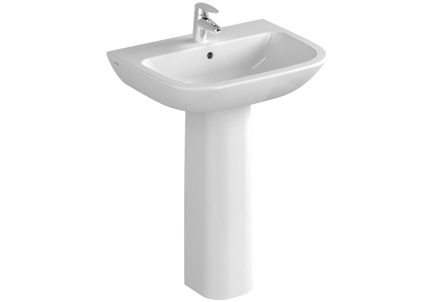 Vitra S20 650 x 470 Wash Basin 2 Tap Hole - White