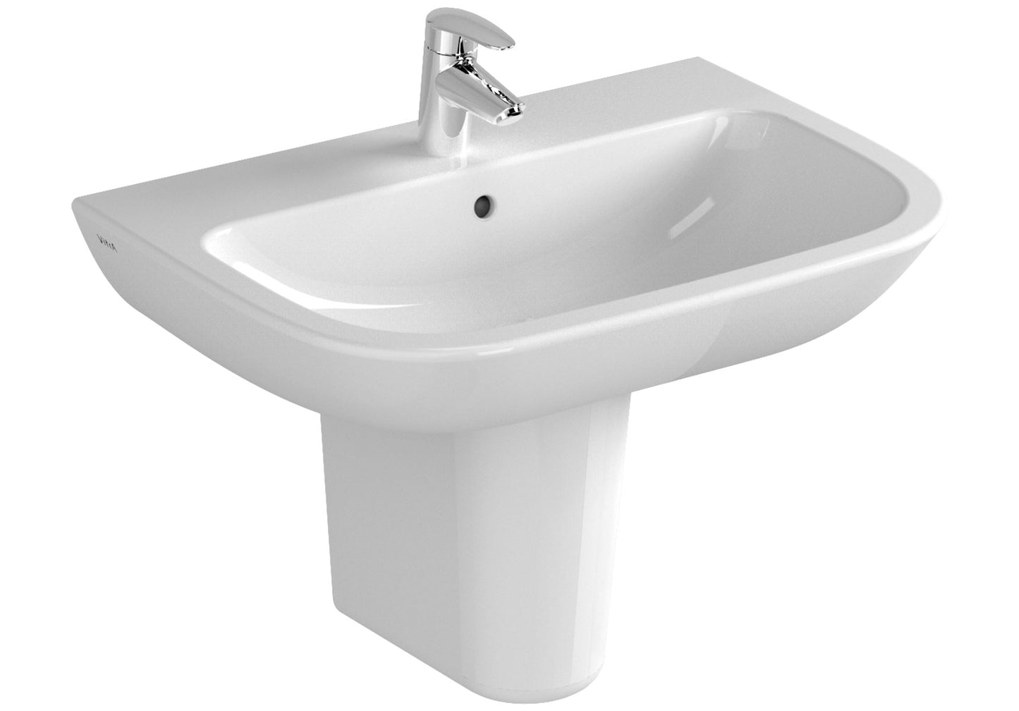 Vitra S20 650 x 470 Wash Basin 1 Tap Hole - White