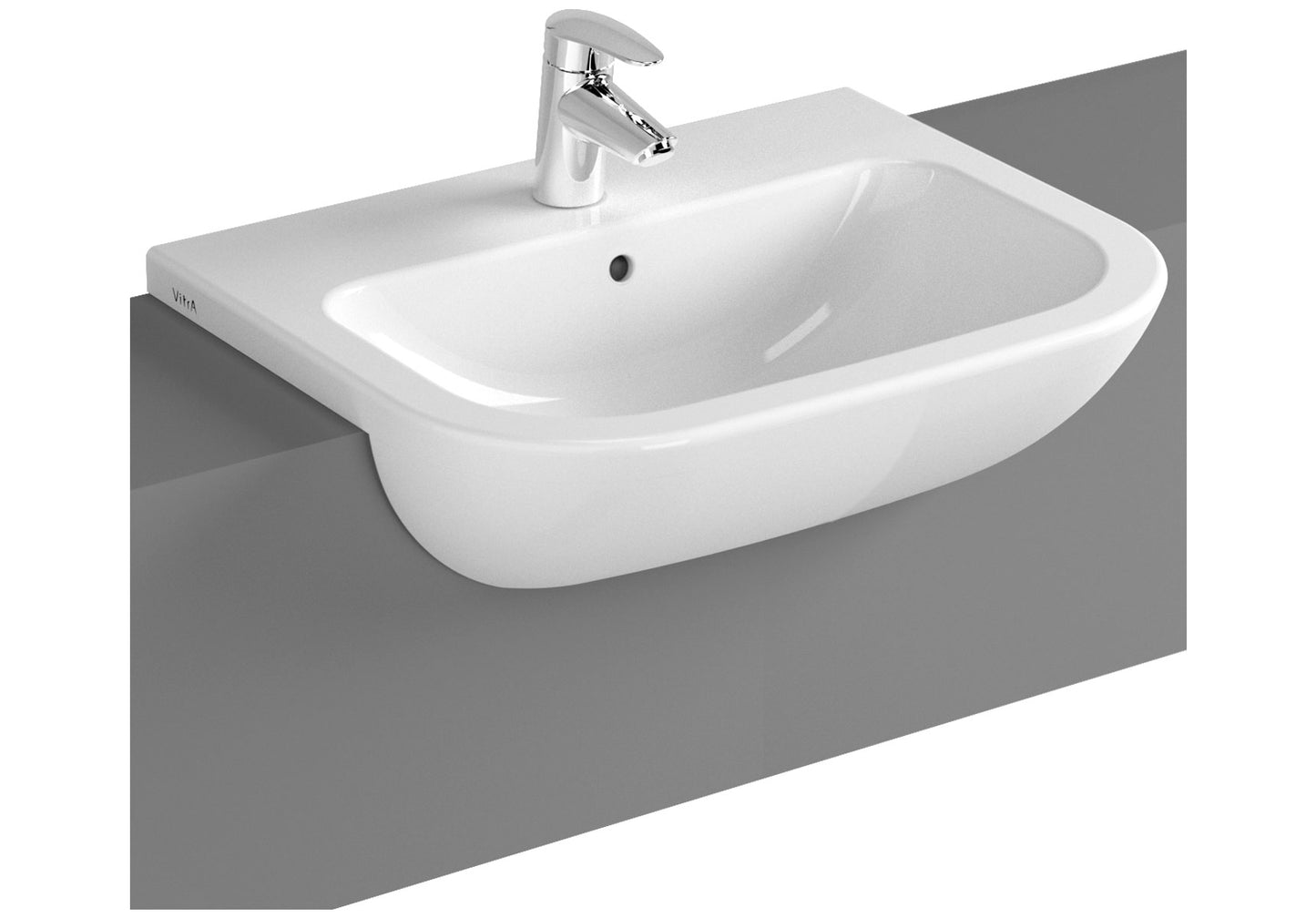 Vitra S20 550 x 440 w/ 1 Tap Hole Semi-Recessed Basin, White