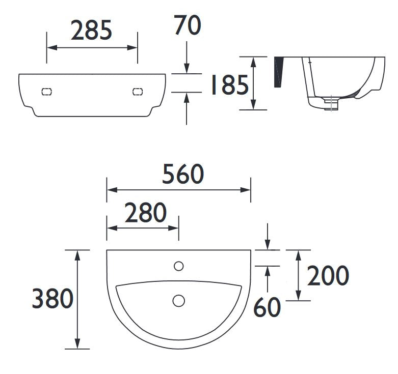 Stamford 560mm Basin 1TH