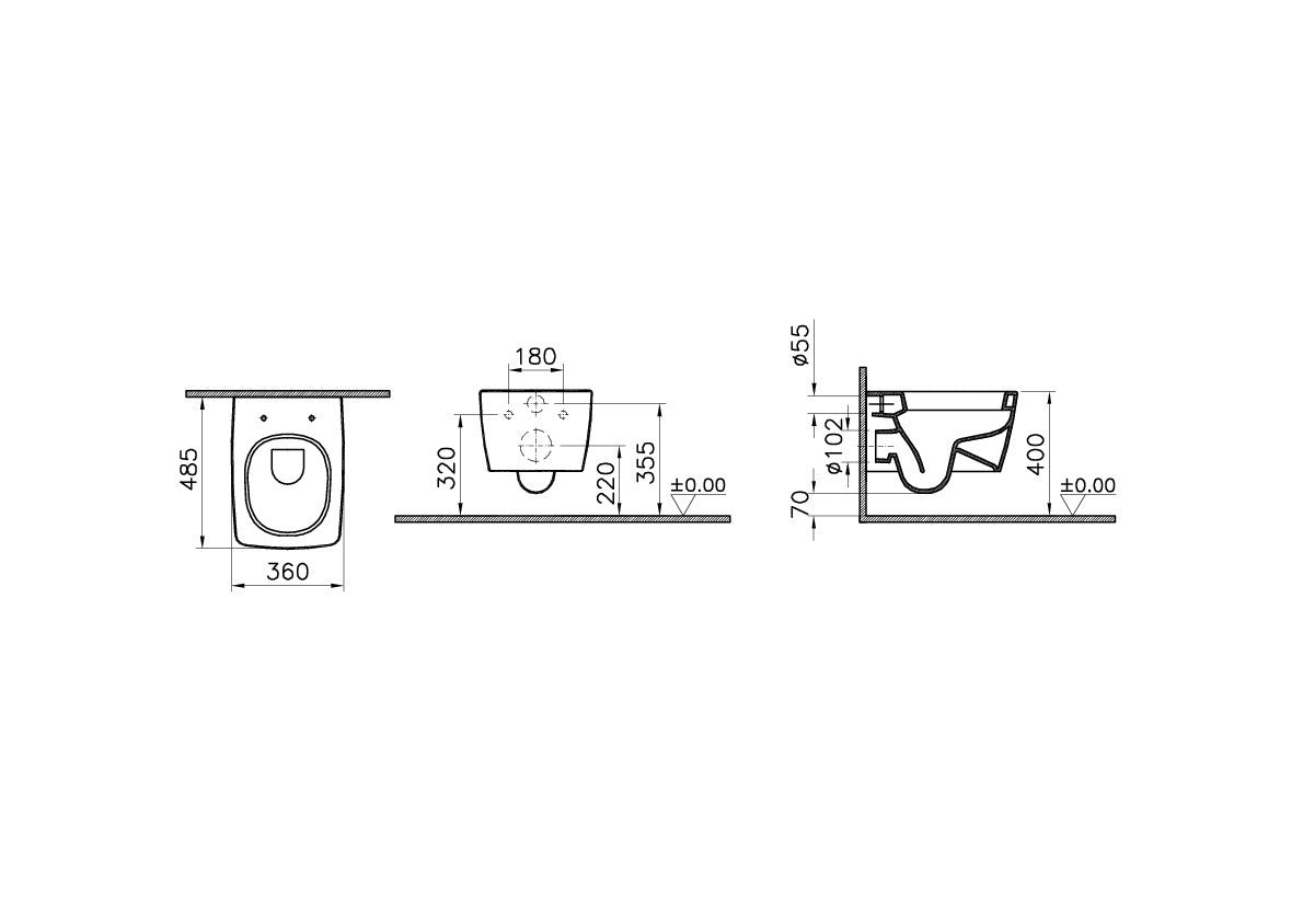Vitra M-Line Short Projection Wall Hung WC Pan - White