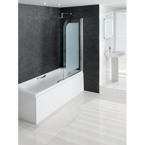 Volente 6mm Hinge Bath Screen Silver Frame, Frosted Glass