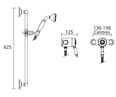 Glastonbury Exposed Thermostatic Shower Valve with Riser Kit