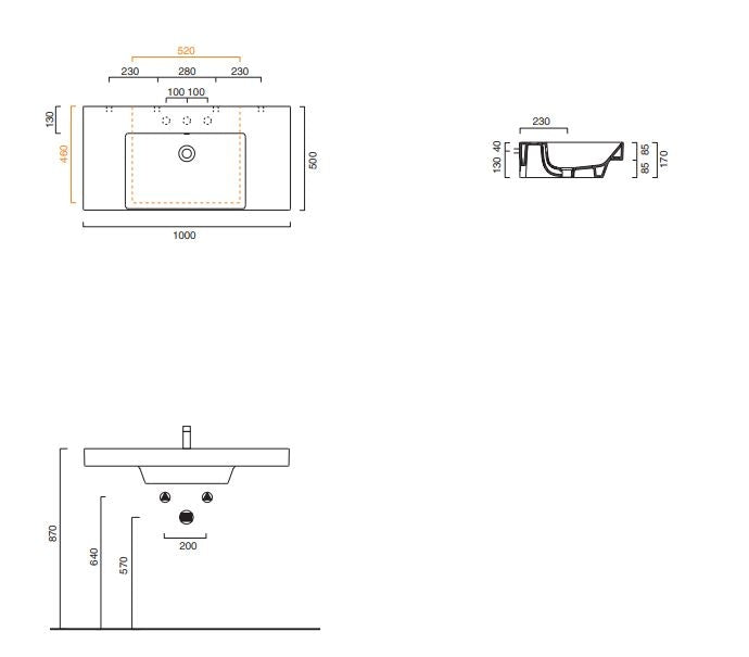Catalano Zero 100x50 Wall Mounted Rectangular Basin