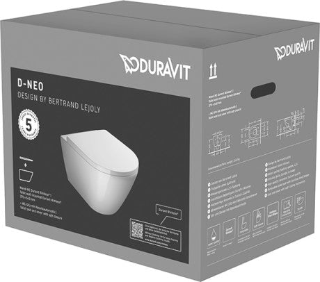 Duravit D-NEO Wall-Mounted Toilet Set, Rimless Toilet with Efficient Flush