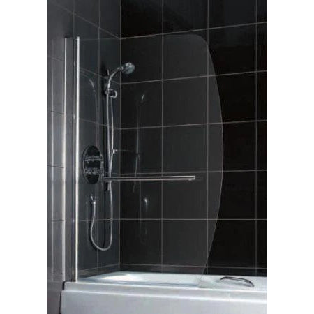 Sail Shape Screen with Towel Rail Silver Frame With Clear Glass