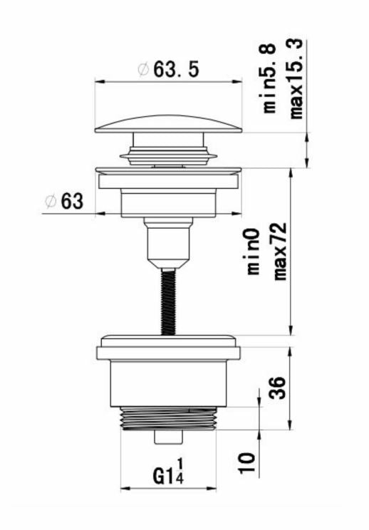 Universal Cc Basin Waste Slotted/unslotted Black Chrome