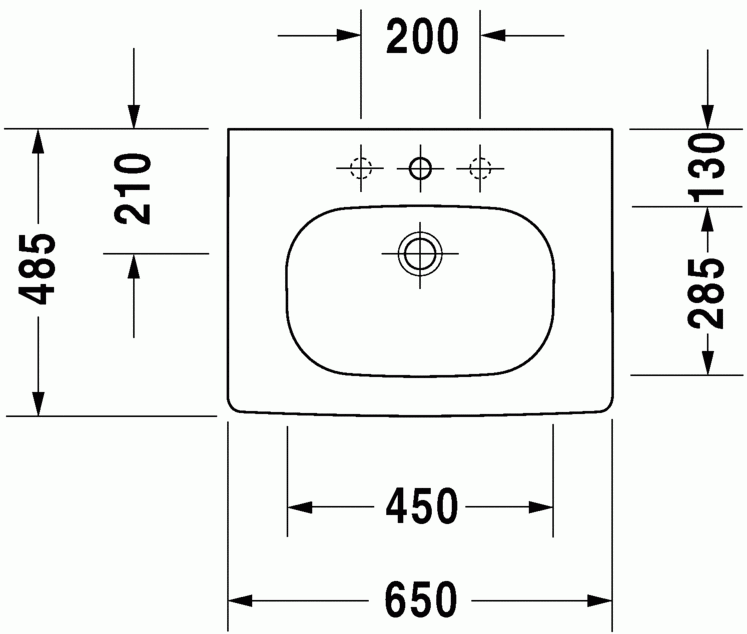 D-Code 650 x 485mm Furniture Washbasin w/ Overflow