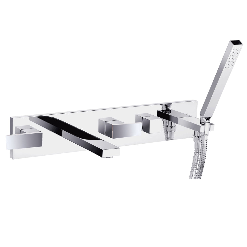 Just Taps Plus Athena 5 Hole Wall Mounted Bath Shower Mixer with Kit