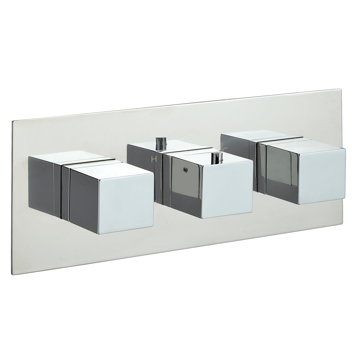 Just Taps Plus Athena Square Horizontal Shower Valve 3 Handles - 3 Outlets
