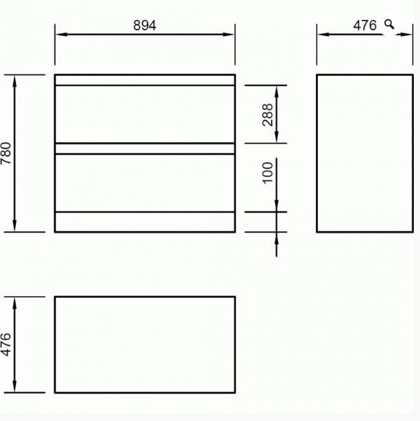 Essentials Flite 900x480mm Two Drawer Floor Standing Unit