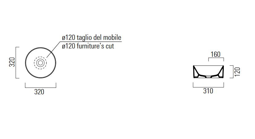 GSI KUBE X 320mm Round Countertop Basin Matt Ghiacchio